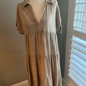 Zenana Outfitters Beige Linen Dress
